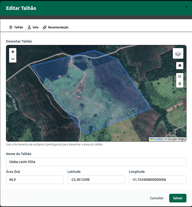 Talhões com mapa