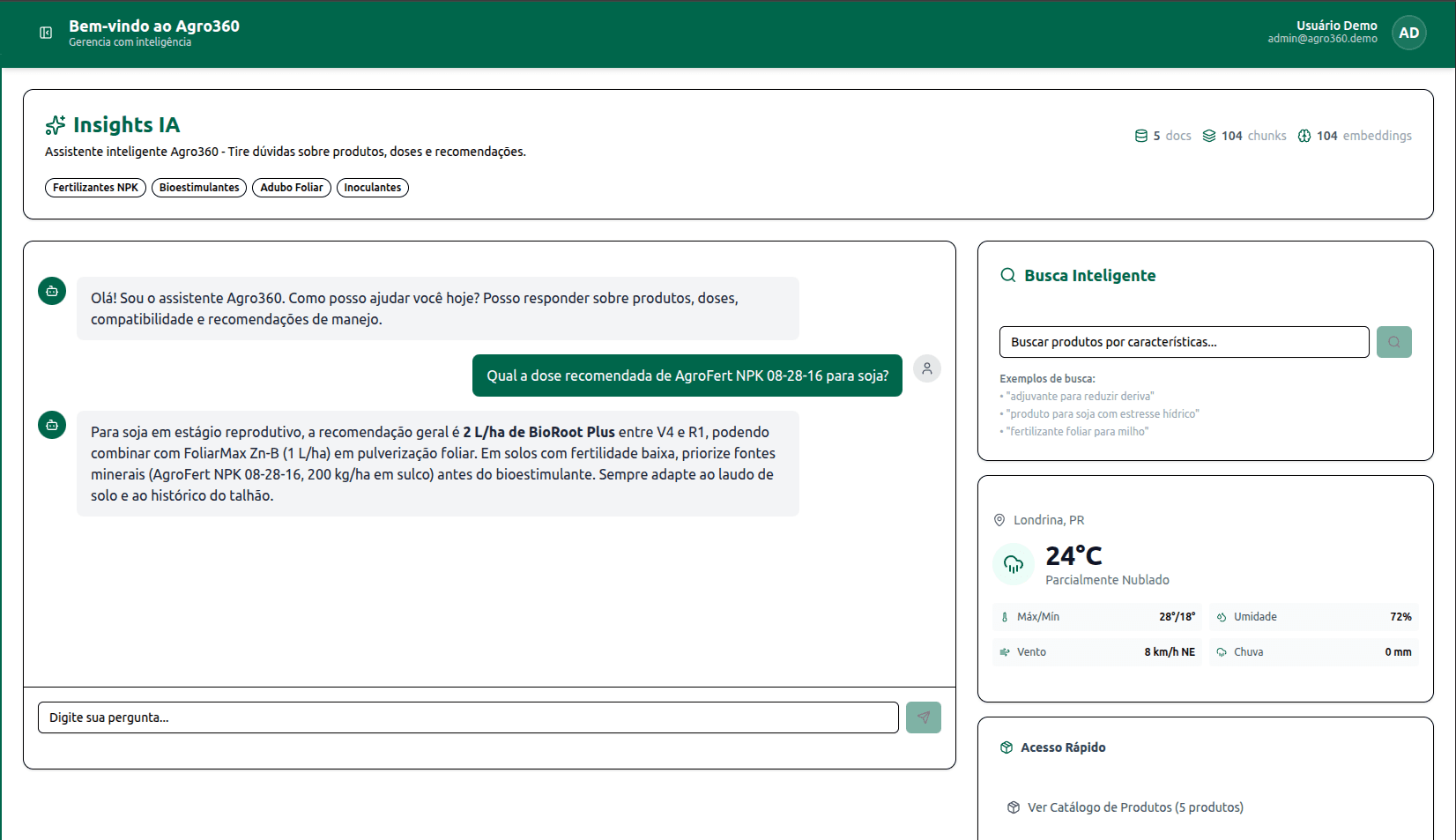 Insights IA — Chat com RAG