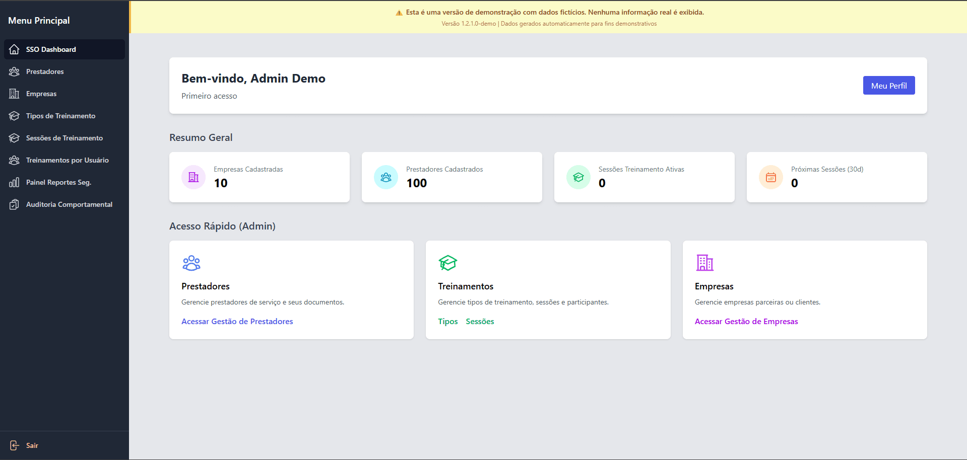 Dashboard do SSO Manager